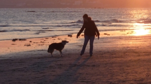 Cornish sunset with Sam